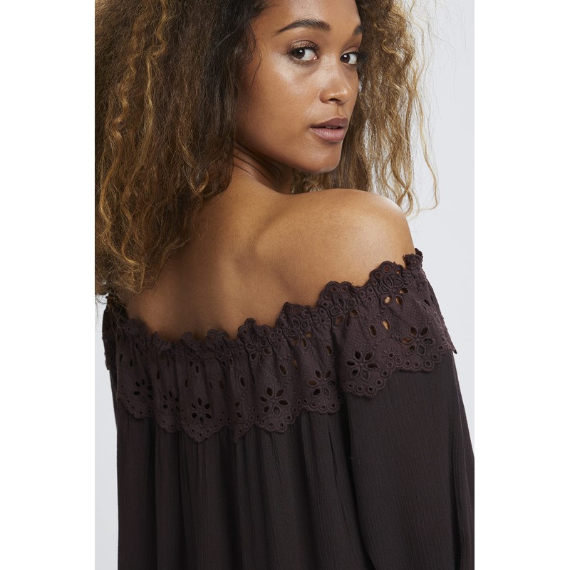 Cream & Co. Women's Cream Shoulder Dress Embroidery Knee-Length Casual,