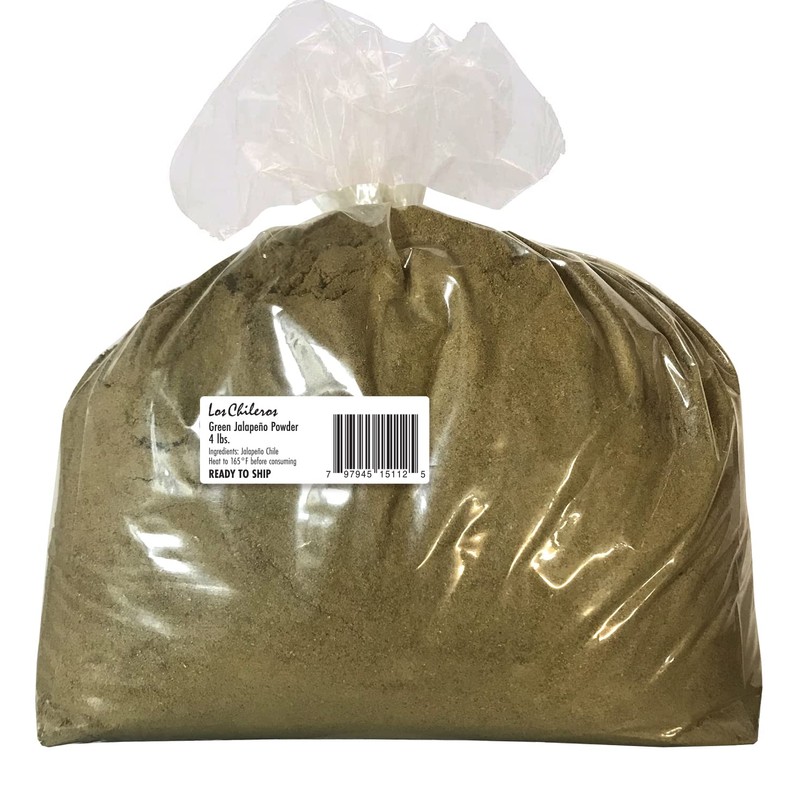 Los Chileros Green Jalapeno Powder, Bulk bag, 4lb (Pack of