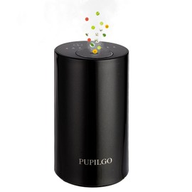 PUPILGO Black Waterless Essential Oil Diffuser Portable Aromatherapy Nebulizer Cordless Mini Scent Machine 20ml Capacity Quiet 30dB 3 Mist Levels 1/2/3-Hour Timer Battery-Powered for Home Car Office