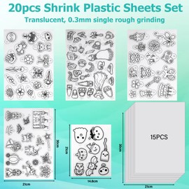WECUTE Pack of 225 Shrink Film Set, 20 Sheets A4 Shrink Films for Crafts, Shrink Shrink Film Sheets, Transparent