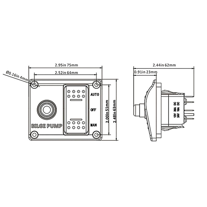 Kelepu 3 Way Bilge Pump Switch Panel with LED Indicator,