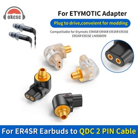 okcsc ETYMOTIC Male to QDC 2PIN Female Headphone Adapter for ER4SR Earbuds to QDC 2 PIN Cable Lossless Audio Adaptor for Etymotic ER4SR ER4XR ER3XR ER3SEER2XR ER2SE LNO08099 KZ ZSN ZS10 1 Pair Clear