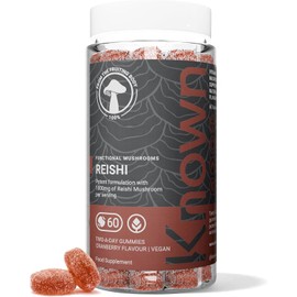 Known Delicious Reishi Gummies 1000mg – 1 Month Supply – Cranberry Flavour | 1000mg Reishi Mushroom, Vitamin C – Immune Support – 60 Vegan Gummies