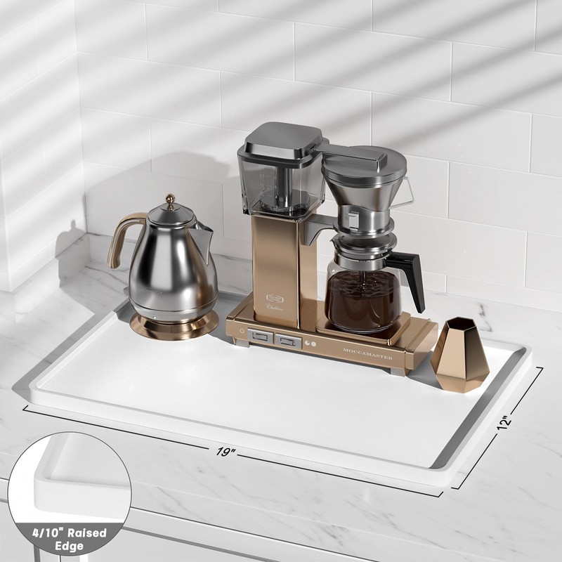 Rnivvi Silicone Coffee Mat, 12" x 19" Waterproof Raised Edge