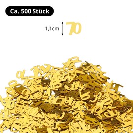 GoldRock Confetti 70th Birthday Decoration Gold - Pack of 500 Table Decorations for Men and Women, Confetti Cannon for Anniversary