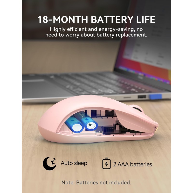 TECKNET Classic Wireless Mouse, Tri-Mode Bluetooth 5.0/3.0 & 2.4G Laptop