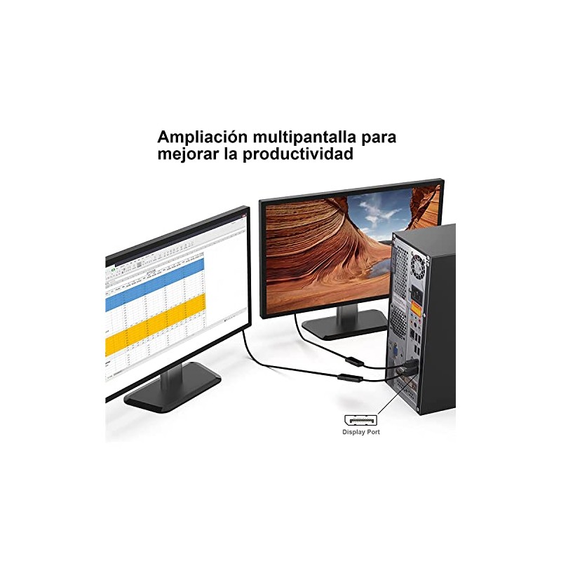 atolla Adaptador DisplayPort a HDMI 4K, No HDMI DP