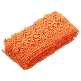 MECCANIXITY Cotton Lace Trim Vintage Crochet 3inch x 4.8yard Orange Stretch Lace Edge Ribbon for DIY Scrapbooking Clothes Curtain Tablecloth Slipcover Fabric Wedding Decoration Gift Wrap