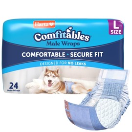 New! Hartz Comfitables Disposable Male Dog Wraps with Stretchy Waistband, Large 24 Count