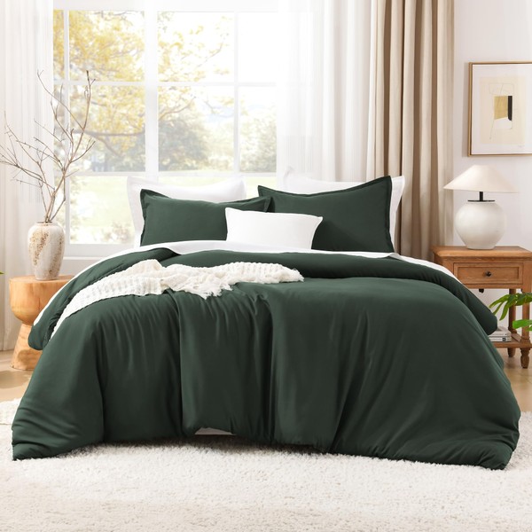 Litanika Forest Green Comforter King Size, 3 Pieces Lightweight Solid