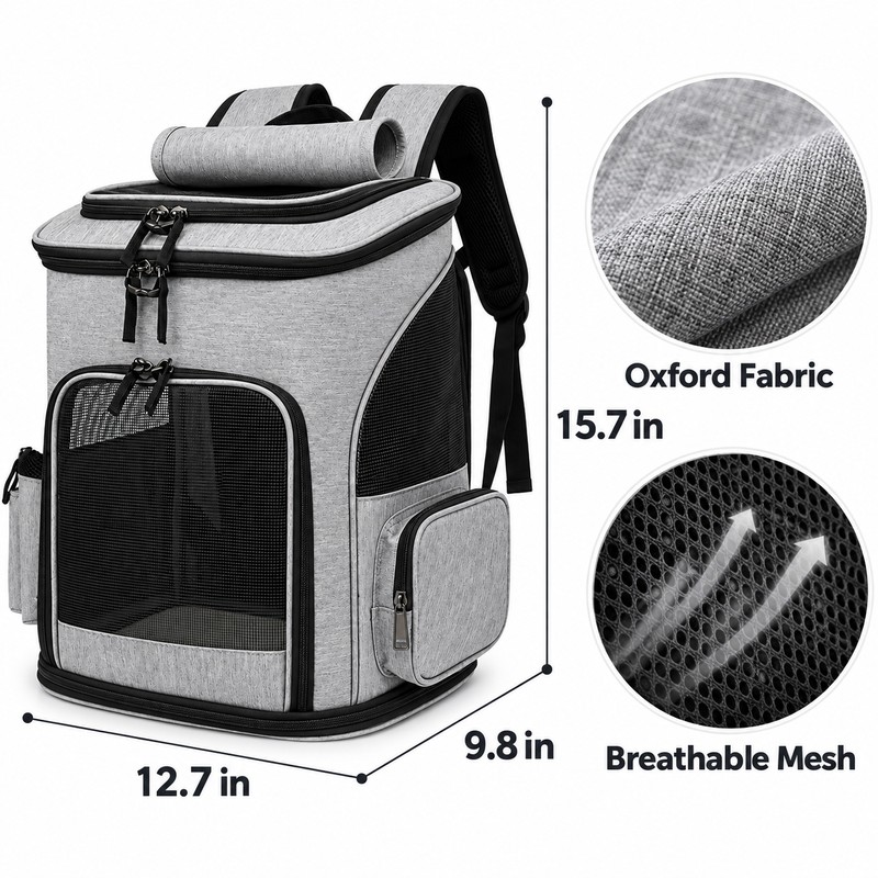 Expandable Pet Carrier Backpack for Cats & Small Dogs –