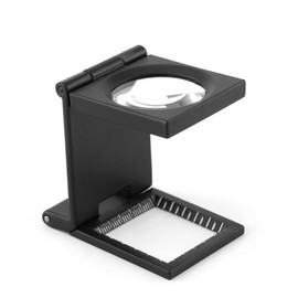 Walfront Lupa de Aumento Mini 10X Lupa de Tres Plegables con Escala Aleación de Zinc 10x28mm para niños, Personas Mayores, Lectura, inspección, Moneda
