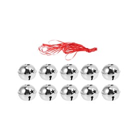 SOIMISS 10pcs 5cm Christmas Jingle Bells Christmas Star Bells Craft Metal Bells with Ribbon for Xmas Holiday Party Decoration (Silver)