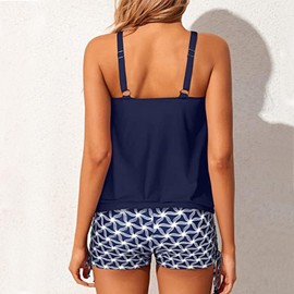 IHCEMIH Swimsuits for Women Racerback Bathing Suit 2 Piece Tankini Set Beachwear Swimming Top and Shorts Swimwear with Bottoms(XL)