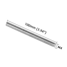MewuDecor M4-0.7 x 100mm Fully Threaded Rod, Long Threaded Screw, 304 Stainless Steel 18-8, Right Hand Threads, 2 PCS