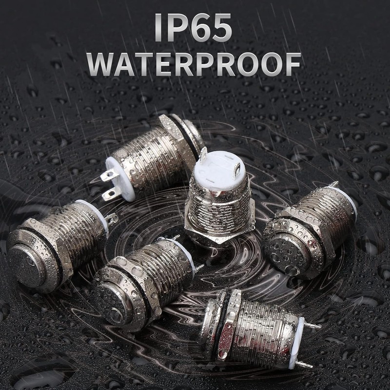 Momentary Waterproof Push Button (High Head)) Silver Stainless Steel Push