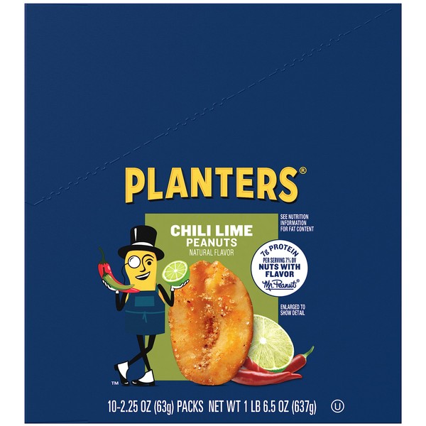 Planters Chili Lime Peanuts , 10 Count - Pack of