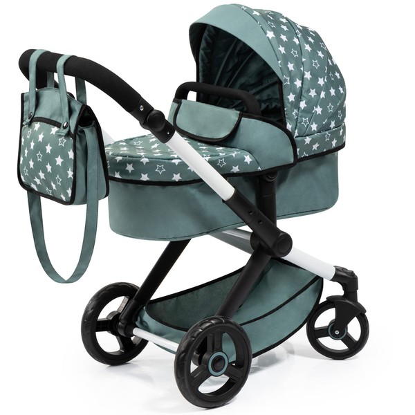 Bayer Design Dolls: Pram Xeo: Stars Green & White -