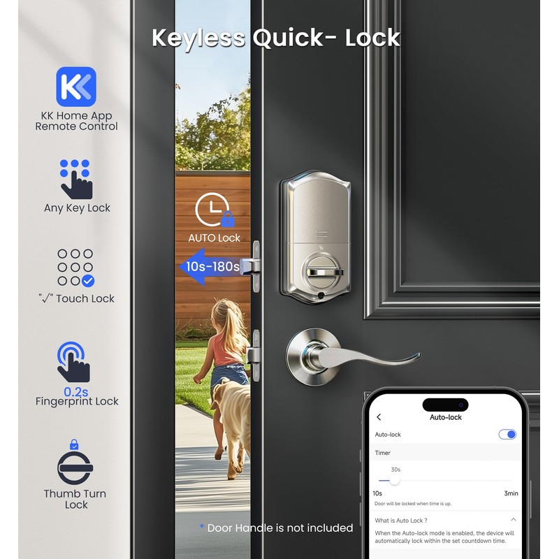 Veise VE017G Wi-Fi Keyless Entry Door Lock with Fingerprint, App