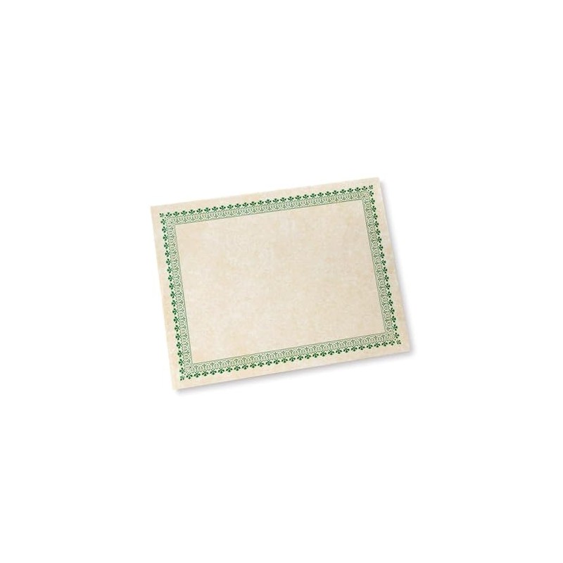 Green Border Paper Certificates - 100 CT