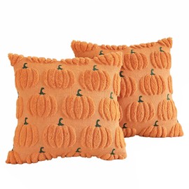 Set of 2 Autumn Cushion Covers 40x40cm 16x16 Inch Square Pumpkin Cushion