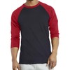 Men's Raglan Baseball Tee Shirt - Casual T-Shirts,01,L,Burg/Blk