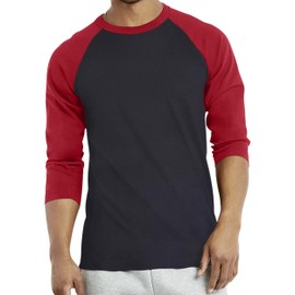 Men's Raglan Baseball Tee Shirt - Casual T-Shirts,01,L,Burg/Blk