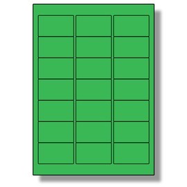Label Planet® 21 Per Page/Sheet, 5 Sheets (105 Sticky Green Labels), Blank Plain Matt Quality A4 Coloured Paper Stickers, for Laser/Copier/Inkjet Printer, UK LP21/63C, 63.5 x 38.1 MM, Colour Coding