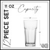 Vikko Drinking Glasses, 11 Ounce Large Glass Cups, Durable Glasses
