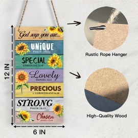 Ycyfckdr Christian Decor For Home, God Says You Are Wall Art Wooden Sign, Home Office Bedroom Living Room Religious Hanging Sign, Set of 1 Wooden Sign With Rope - H18