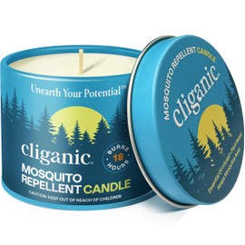 Cliganic Natural Mosquito Repellent Candle (Pack of 2) | Citronella, DEET Free, Essential Oil Infused for Outdoor, Camping | Burns 18 Hours