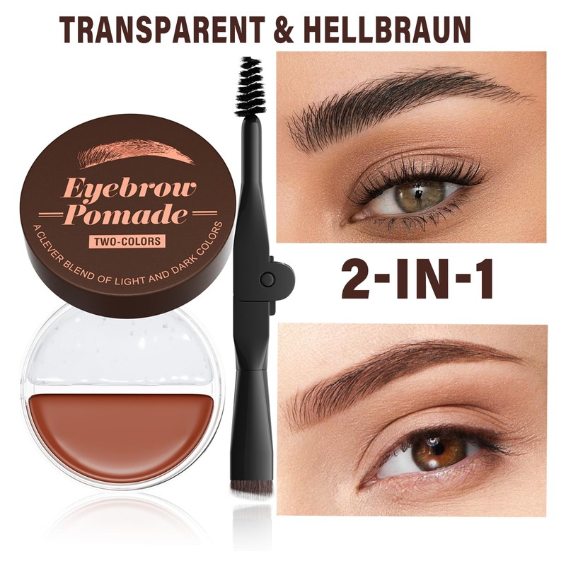 Eyebrow Gel Transparent & Brown 2 in 1, Eyebrow Pomade