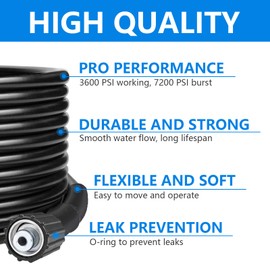 Xynovia 6M Replacement Pressure Washer Hose, High-Pressure Replacement Hose for Standard M22-14mm Twist Connection