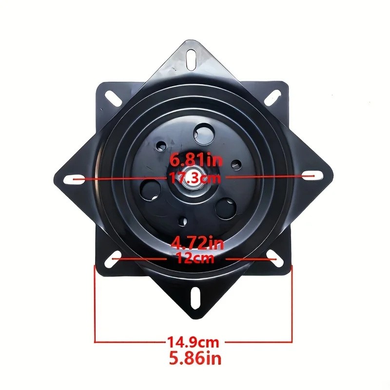 2-Pack 360° Steel Chair Swivel Base Plates, 4-Inch & 6-Inch