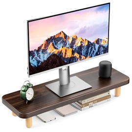 NestNeat Monitor Stand Riser, 24 Inch Wood Desk Organizer with Monitor Stand & Storage Computer Monitor and Laptop Riser Multifunctional Laptop Stand Desk Organizer for Office Home Screen/Laptop/PC (Dark Walnut)