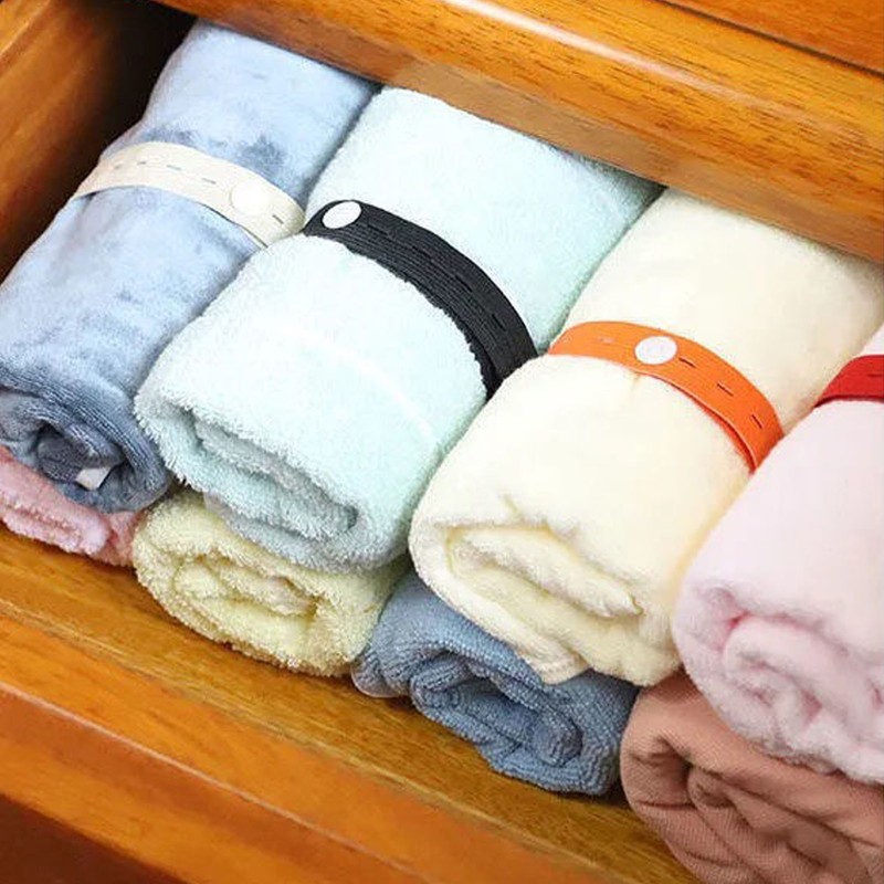100Pcs Elastic Band with Buttonholes Stretchable Reusable Roll Up Clothes