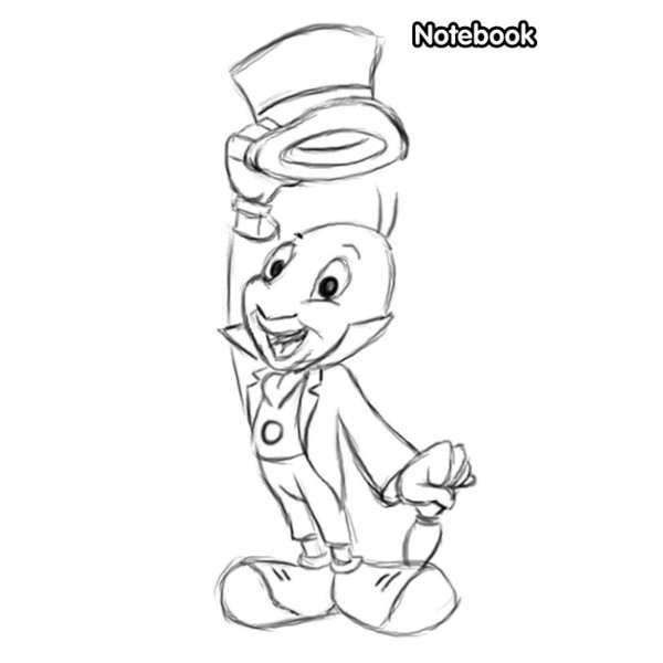 Jiminy Cricket Notebook: Size 6 x 9 inches, Wide-Ruled, Lined