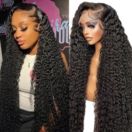 GCTGCT 34 Inch 13x6 Lace Front Wigs Human Hair Water Wave Hd Lace Frontal Wigs Human Hair Wet And Wavy Pre Plucked With Baby Hair 200 Density Water Wave Glueless Frontal Wigs For Women Natural Color