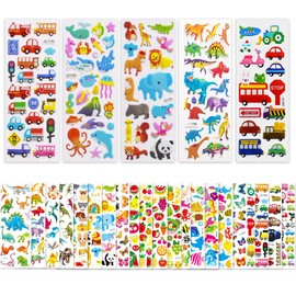 26 Hojas Pegatinas para Niños, 600+ 3D Puffy Pegatinas, Kid Stickers para niños y niñas, Pegatinas Decorativas, Incluye Animales, Frutas, Flores, Dinosaurios, Números, Aviones y Más