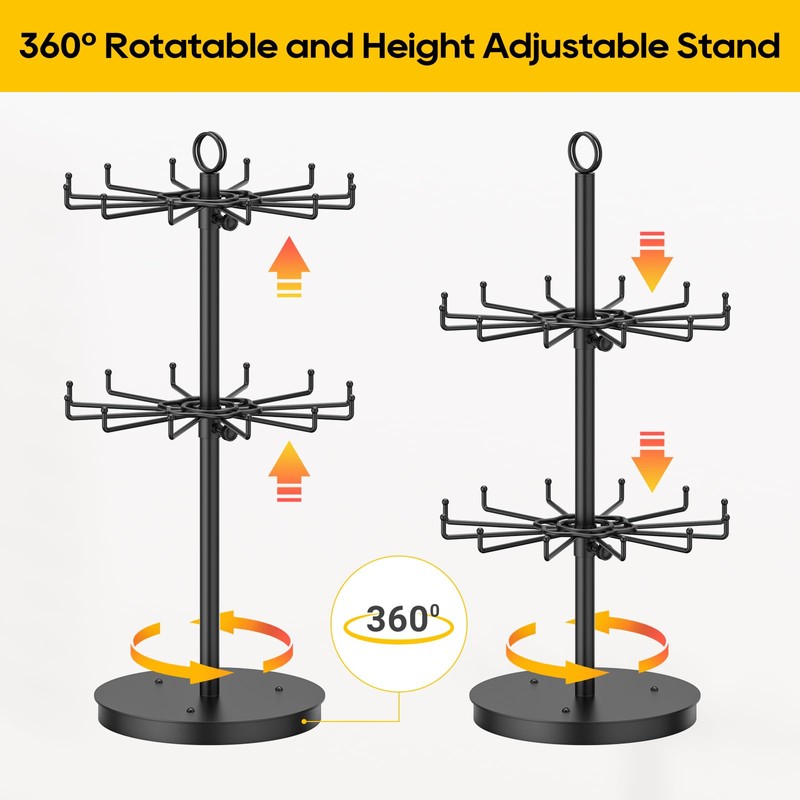 ORLESS 2 Tier Rotating Jewelry Display Stand, Keychain Display Stand