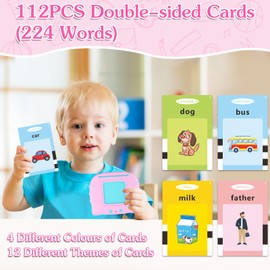 Talking Flash Cards with British English, 224 Words Flashcards Learning Reading Machine, Early Educational Toys Interactive Gift for 2 3 4 5 6 Years Old Baby Boys Girls - Pink