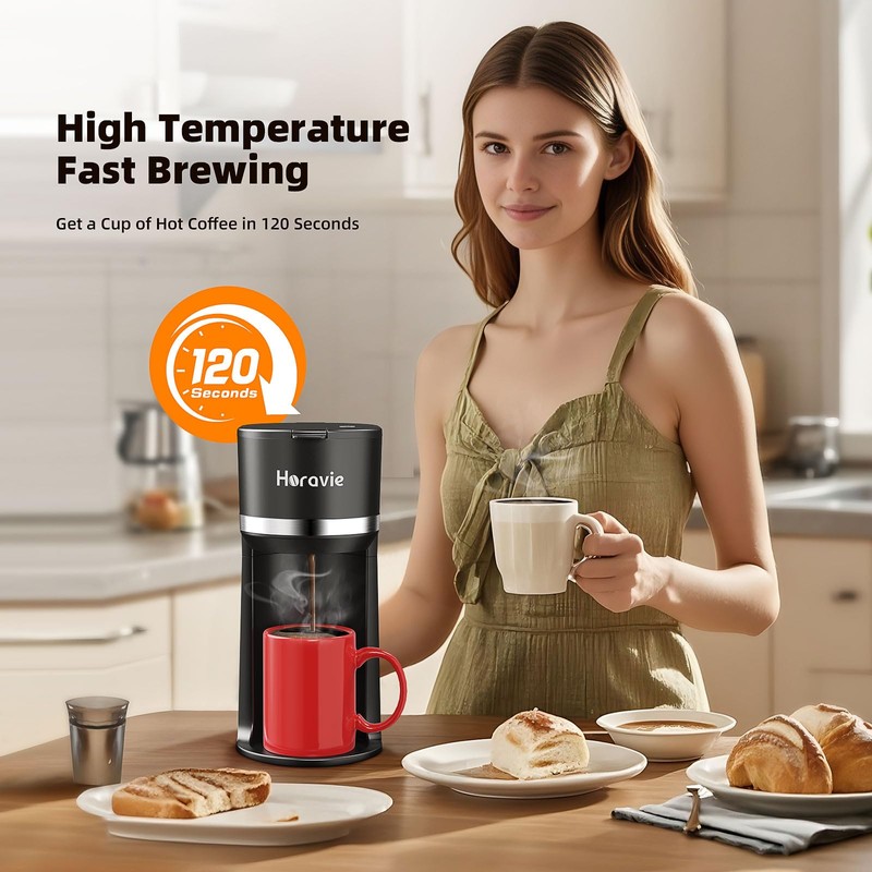 Horavie Mini Single Serve Coffee Maker for K Cup and