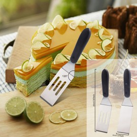 2pcs Metal Spatula for Kitchen, 2 Types Small Pie Serving Shovel Tool with Heat Resistant Handle Mini Stainless Steel Flipping Spatula Turning Scraper Spatula for Cooking Cookie Desserts Eggs BBQ