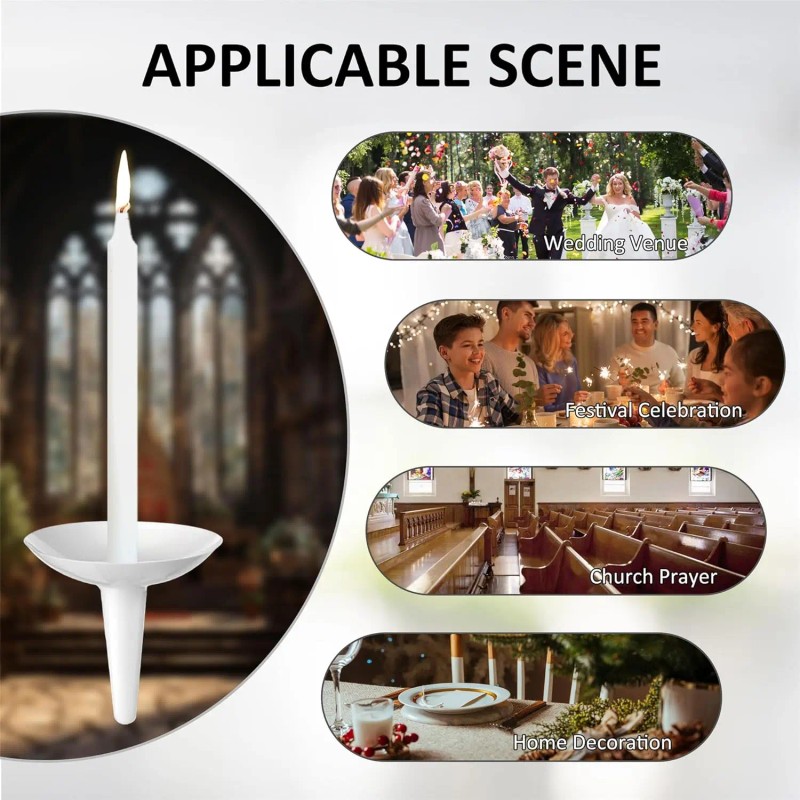 50pcs Reusable White Plastic Candle Holders Vigil Candles Drip Protector
