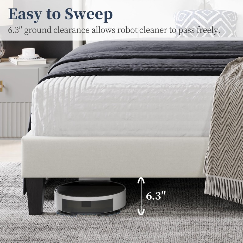 Yaheetech Yaheetech Queen Bed Frame Upholstered Platform Bed with Fabric