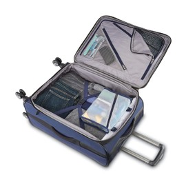 American Tourister Zoom Softside Luggage with Spinner Wheels (Navy, Checked-Medium 25-Inch)