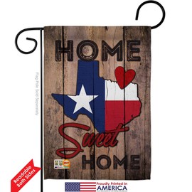 State Texas Home Sweet Garden Flag Set Wood Dowel Americana States USA American Territories Republic Country Particular Area Small Decorative Gift Yard House Banner Double-Sided Made In 13 X 18.5