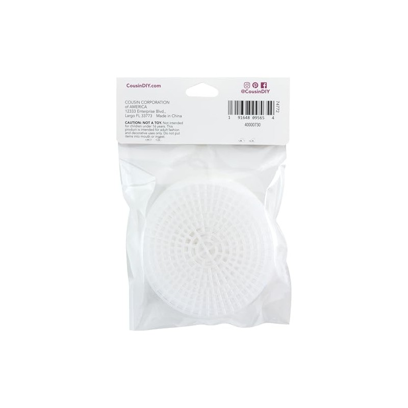 Cousin DIY #7 Size Plastic Stitching Canvas, Round 3", 10/Pkg
