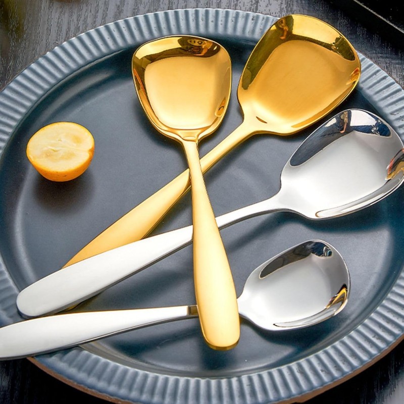 MIUPOO Square Head Spoons, Korean style Square Sugar Spoon,Thick Heavy