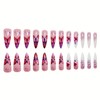 Press on Nails Long Almond Fake Nails with Pink and